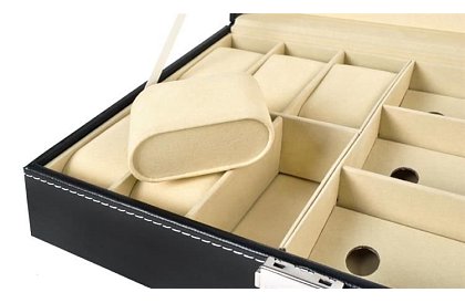 Organizér na hodinky a okuliare – elegantná úložná krabica - Čierny