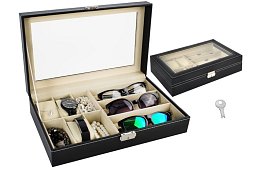 Organizér na hodinky a okuliare – elegantná úložná krabica - Čierny