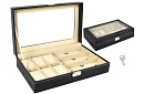 Organizér na hodinky a okuliare – elegantná úložná krabica - Čierny