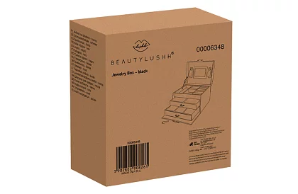 Elegantná šperkovnica – čierna so zámkom a saténovým povrchom