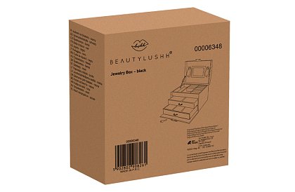 Elegantná šperkovnica – čierna so zámkom a saténovým povrchom