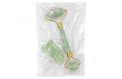 Masážny valček z jadeitu na tvár + gua sha doska