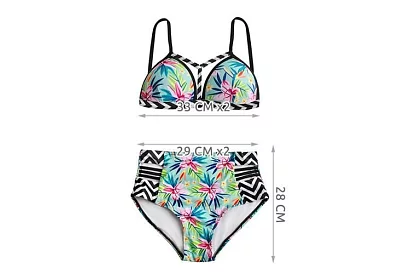 Plavky s kvetinovým vzorom a vysokým pásom – vel. S