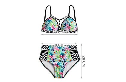 Plavky s kvetinovým vzorom a vysokým pásom – vel. S