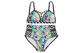 Plavky s kvetinovým vzorom a vysokým pásom – vel. S