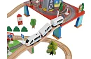 Drevená železnica s vláčikom na batérie – 88 dielikov
