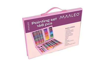 Výtvarná maliarska súprava v kufríku – 168 dielikov, ružová