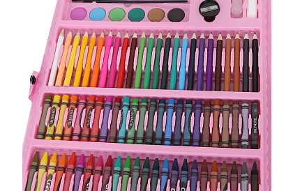 Výtvarná maliarska súprava v kufríku – 168 dielikov, ružová