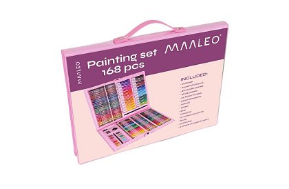 Výtvarná maliarska súprava v kufríku – 168 dielikov, ružová