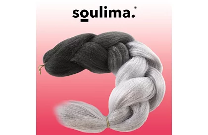 Syntetické ombre copy na vlasy čiernošedé