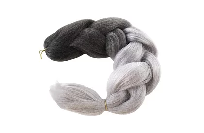 Syntetické ombre copy na vlasy čiernošedé