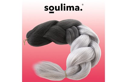 Syntetické ombre copy na vlasy čiernošedé