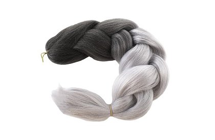 Syntetické ombre copy na vlasy čiernošedé