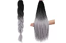 Syntetické ombre copy na vlasy čiernošedé