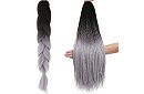 Syntetické ombre copy na vlasy čiernošedé
