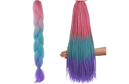 Syntetické ombré copánky ružovo-modro-fialové