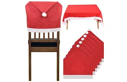 Vianočná sada poťahov na stoličky 6 ks + obrus