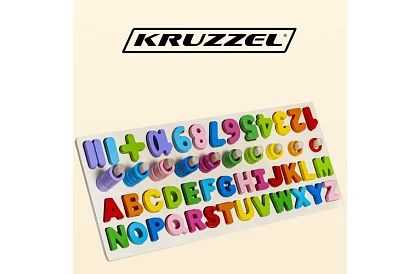 Drevené puzzle s abecedou a číslami