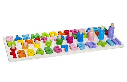 Drevené puzzle s abecedou a číslami