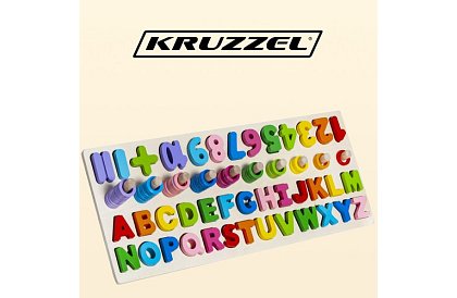 Drevené puzzle s abecedou a číslami