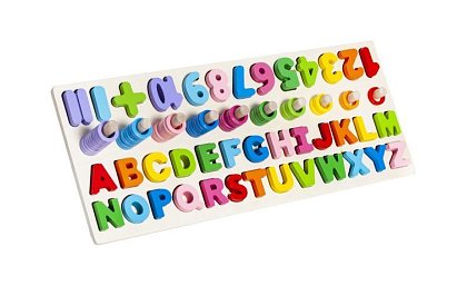 Drevené puzzle s abecedou a číslami