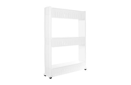 Mobilná kuchynská - kúpeľňová skrinka na kolieskach - biela