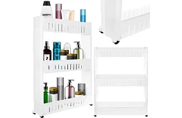 Mobilná kuchynská - kúpeľňová skrinka na kolieskach - biela