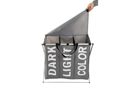 Koš na prádlo – 3 priehradky na skladacom ráme