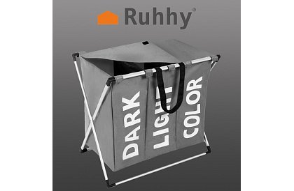 Koš na prádlo – 3 priehradky na skladacom ráme