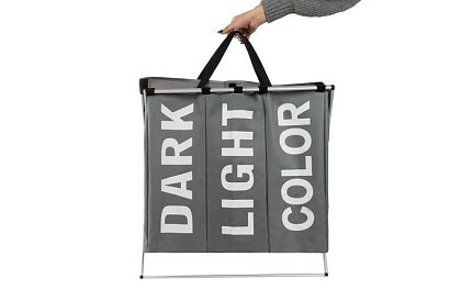 Koš na prádlo – 3 priehradky na skladacom ráme