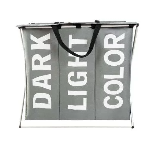 Koš na prádlo – 3 priehradky na skladacom ráme