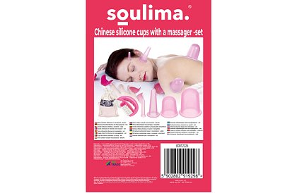 Sada masážnych pomôcok – 4 silikónové banky + masér + taška