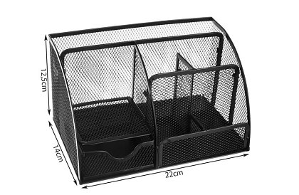 Organizér na písací stôl - 6 priehradiek - čierny