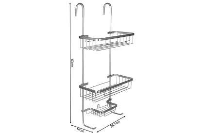 Závesná polička do kúpeľne - strieborná