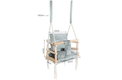 Drevená detská hojdačka – šedá