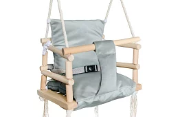 Drevená detská hojdačka – šedá