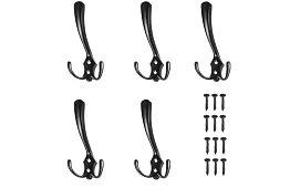Nábytkový nástenný vešiak čierny – sada 5 kusov