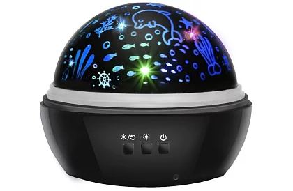 LED nočná lampa s projektorom obrázkov - čierna