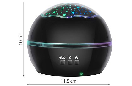 LED nočná lampa s projektorom obrázkov - čierna