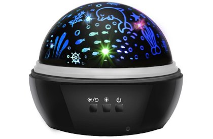 LED nočná lampa s projektorom obrázkov - čierna