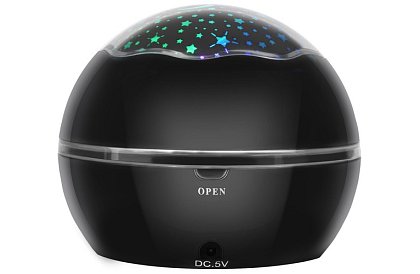 LED nočná lampa s projektorom obrázkov - čierna