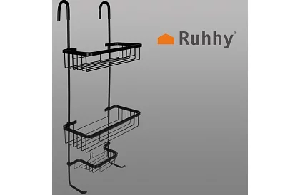 Závesná polička do kúpeľne - čierna