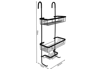 Závesná polička do kúpeľne - čierna