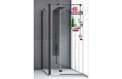 Závesná polička do kúpeľne - čierna