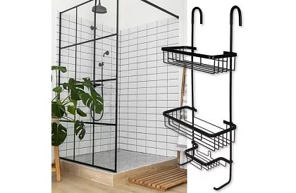 Závesná polička do kúpeľne - čierna