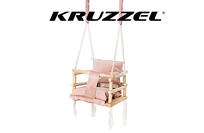 Drevená detská hojdačka – ružová