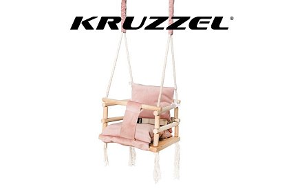 Drevená detská hojdačka – ružová