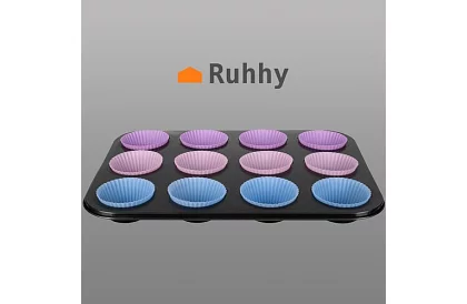 Teflónový plech na muffiny + 12 silikónových košíčkov