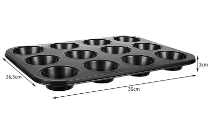 Teflónový plech na muffiny + 12 silikónových košíčkov