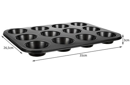 Teflónový plech na muffiny + 12 silikónových košíčkov